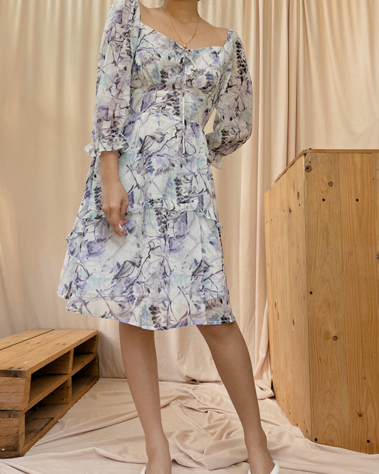 pleated floral flowy dress