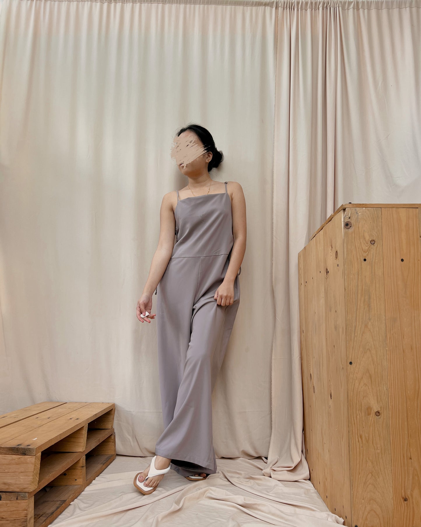 grayish brown romper pants