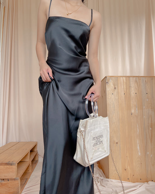 ZARA black silk maxi dress