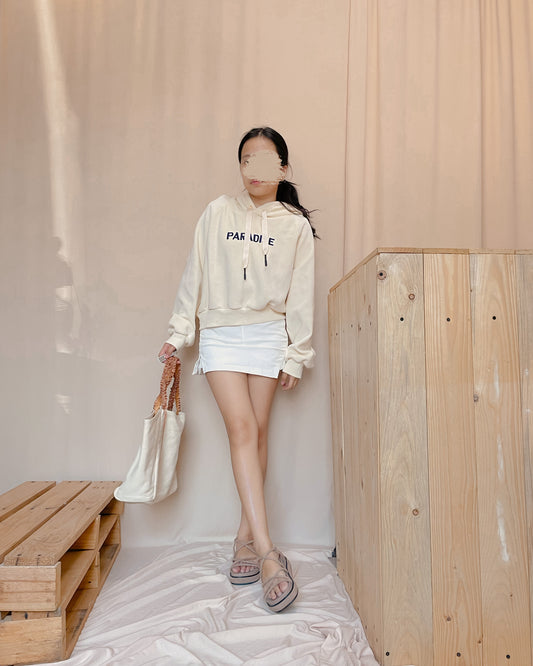 Soft fabric cream hoodie
