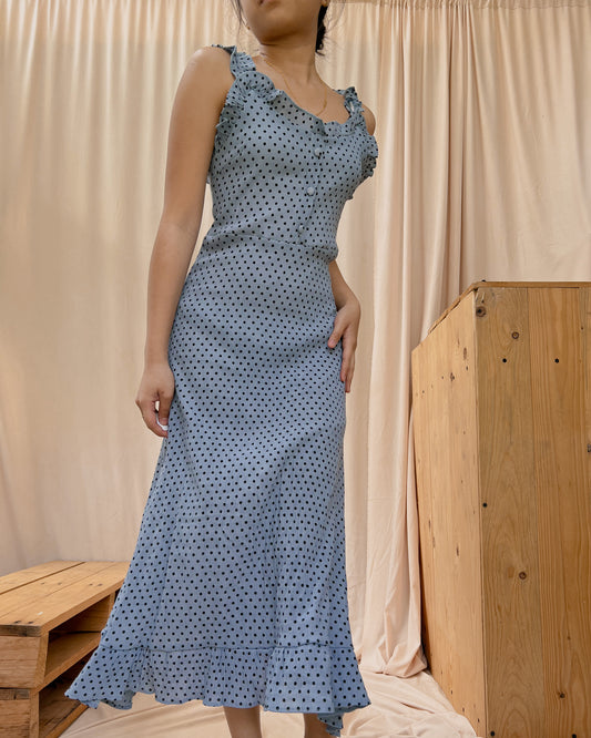 textured polca dots maxi dress