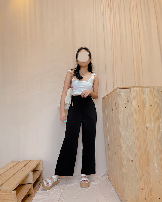 Black basic ankle length trousers (d20)
