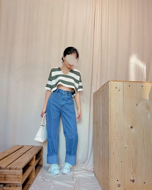 Vintage washed denim mom jeans m11