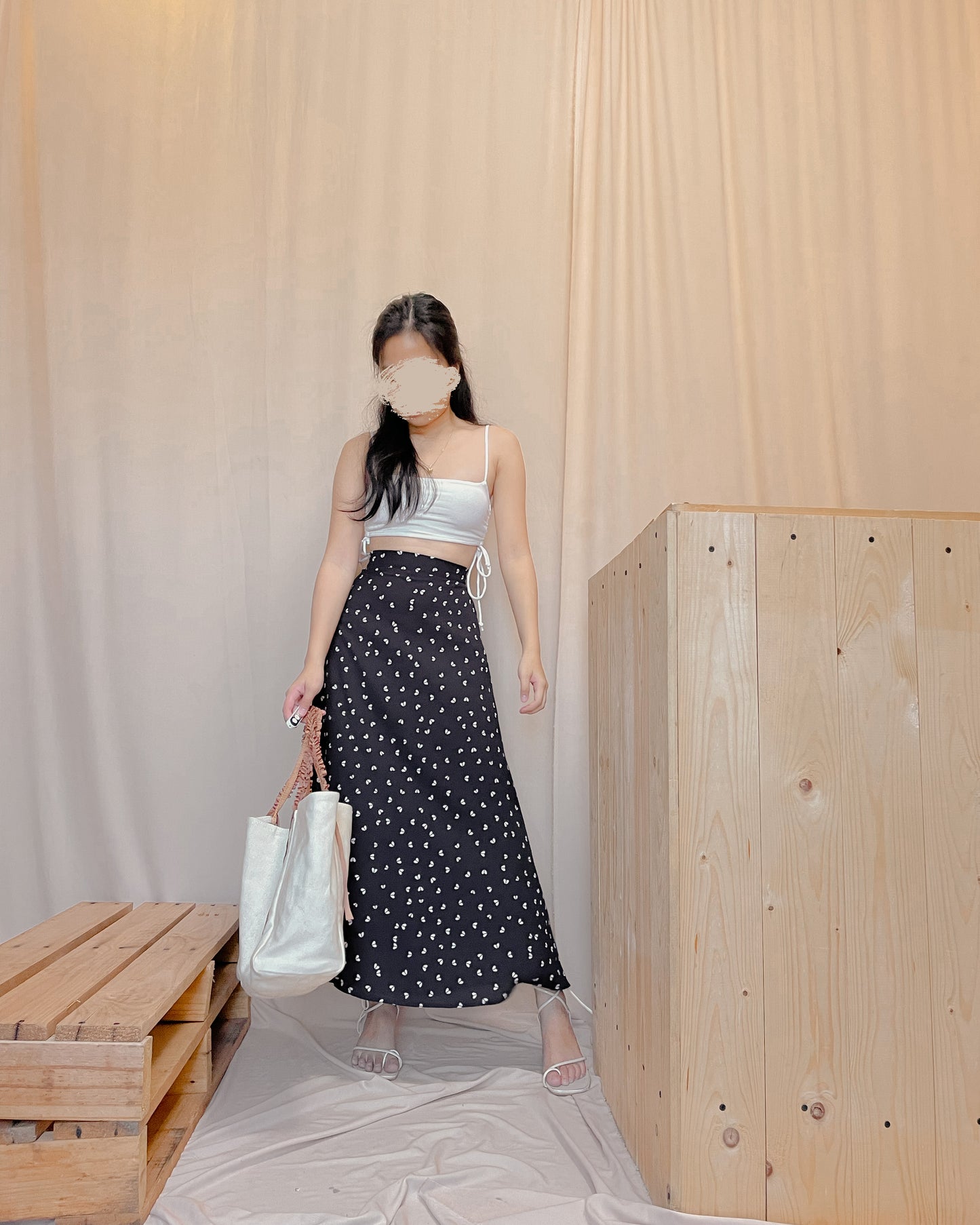 47. black printed maxi skirt A11