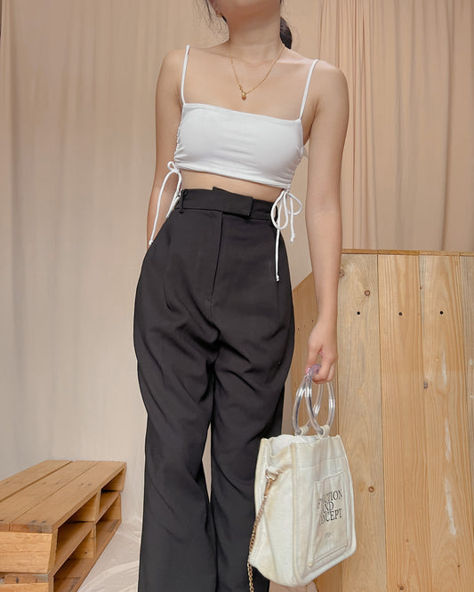 Black overlap straight cut trousers x7