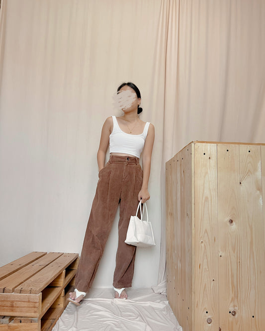 Soft corduroy dark brown pants f8