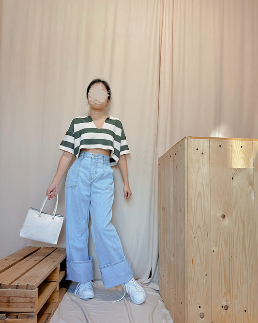 Light washed denim wide leg pants m15