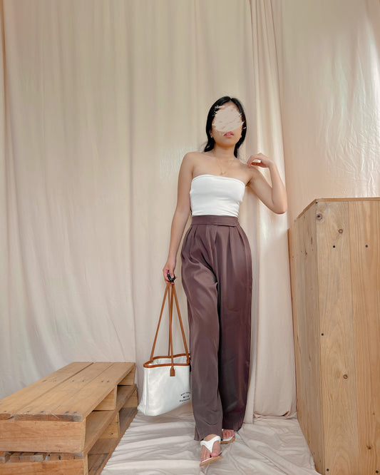 A2 BRANDNEW dark brown wide leg trousers with velcro straps