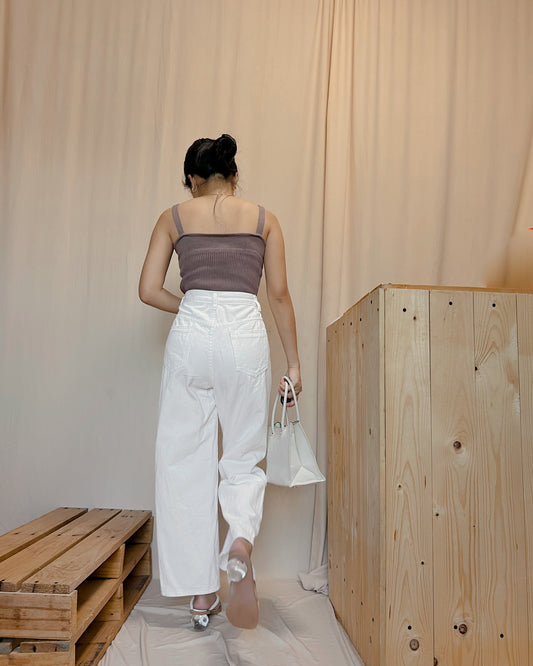White wide leg denim pants c9