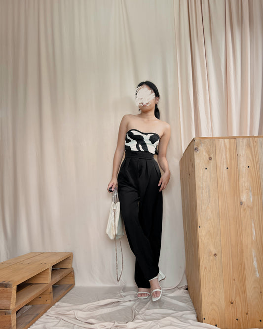 black velcro strap wide leg pants B2