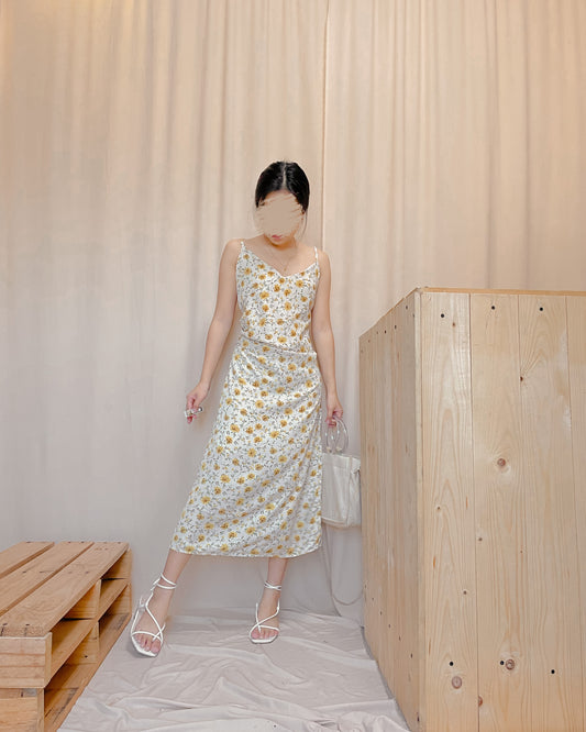 Yellow floral slip dress