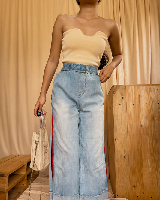 Soft denim garterized pants N5