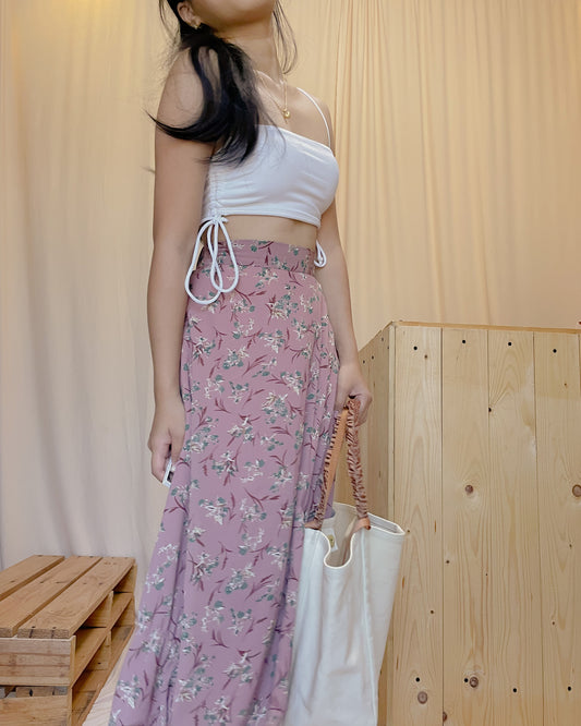 59. mauve pink colored skirt with floral prints A29