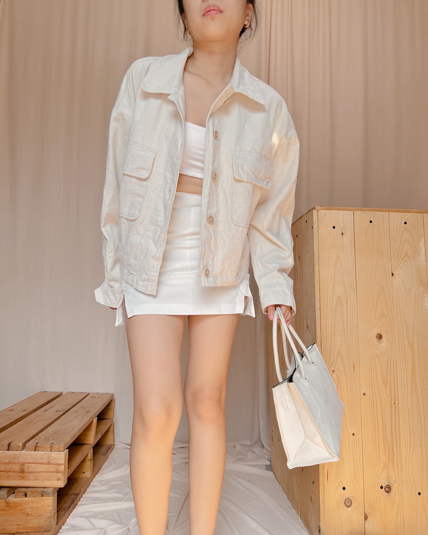 white denim jacket