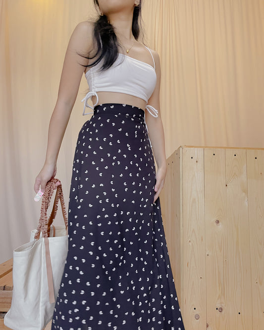 47. black printed maxi skirt A11