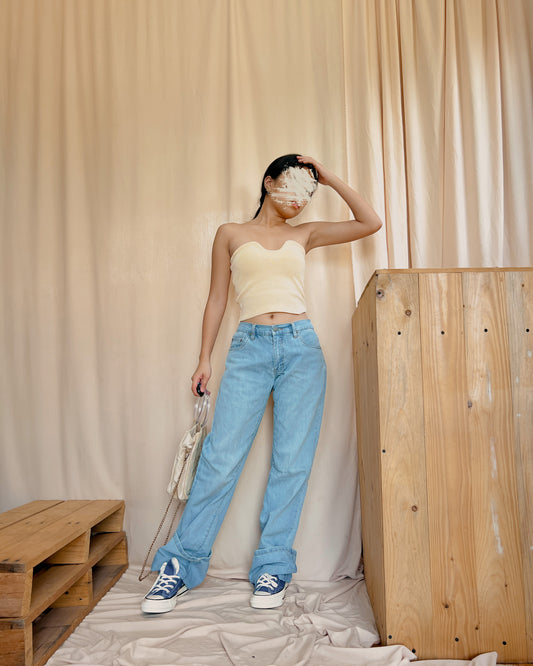 denim low waist vintage style pants N1