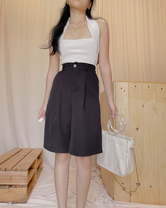 black trouser shorts