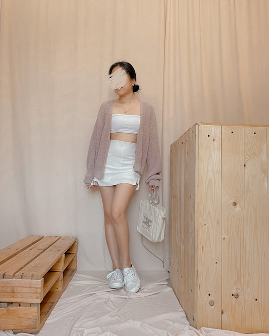Knitted pink button down cardigan