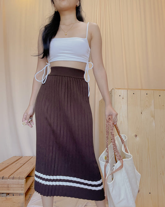 34. dark brown ribbed knit midi skirt A19