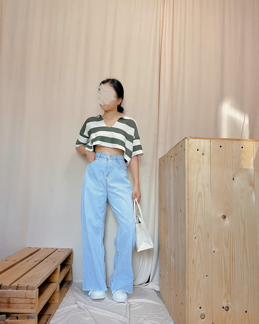 Light washed denim wide leg pants m10