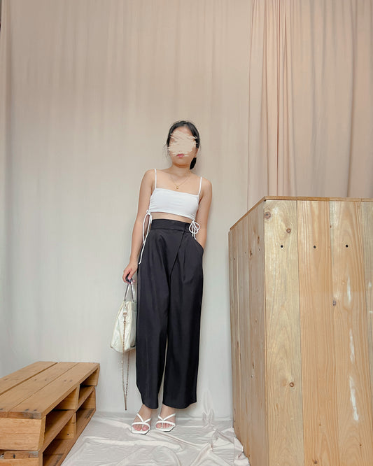 Black overlap wide leg trousers x12