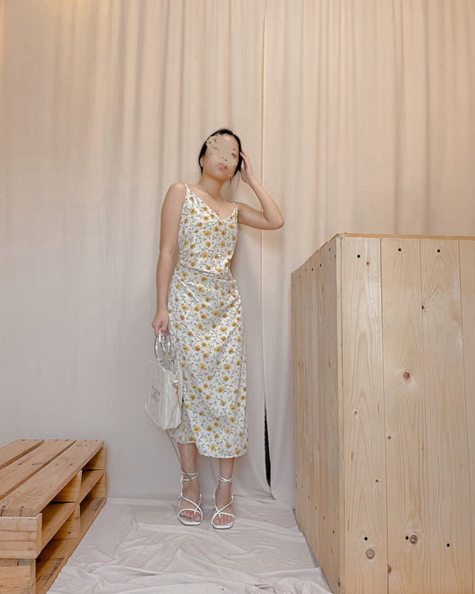 Yellow floral slip dress
