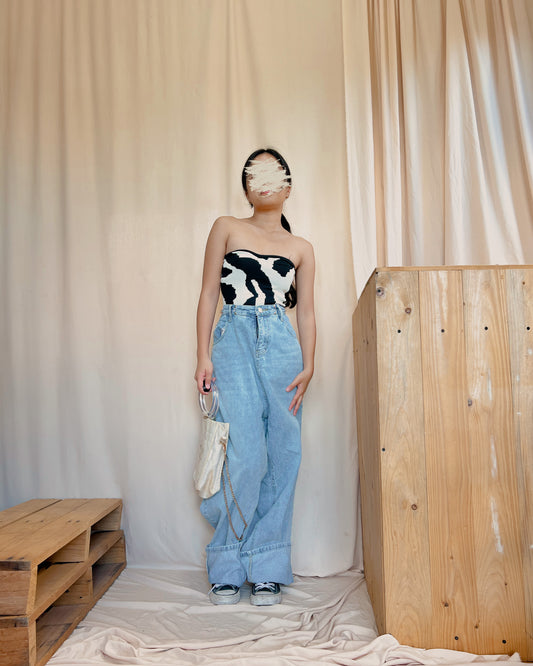 denim wide leg pants R5