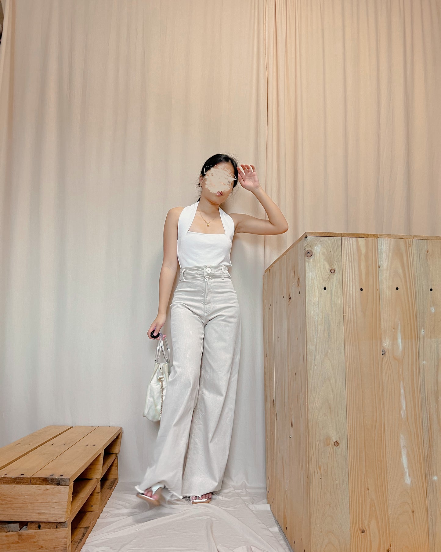 Zara soft denim wide leg pants Q9