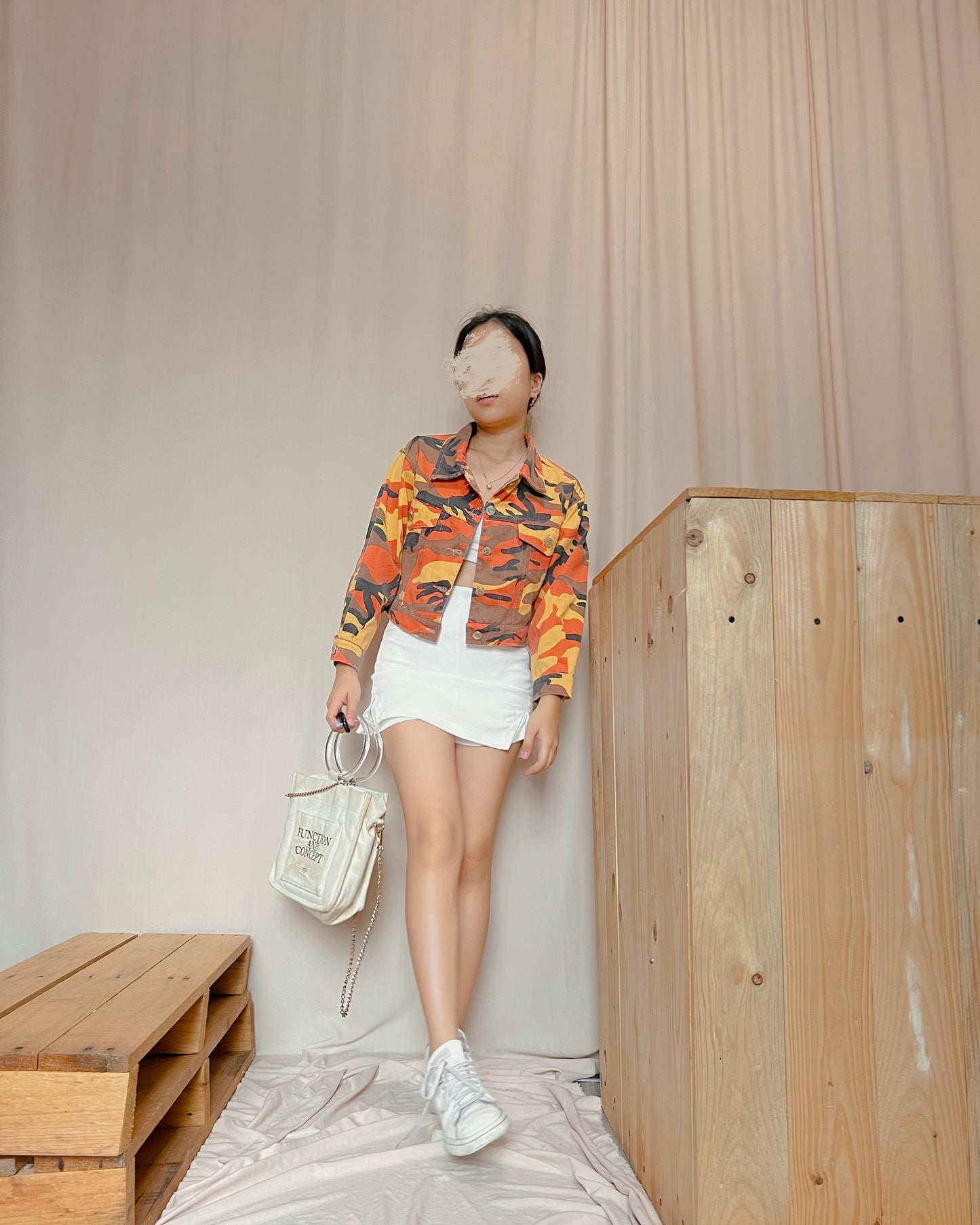 abstract printed fiery jacket