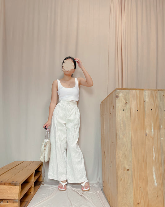 GU cream corduroy pants M8