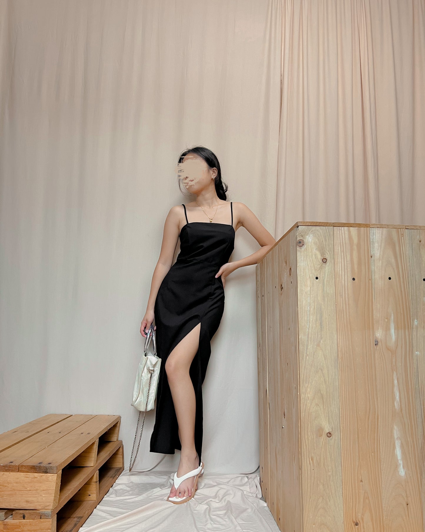 black maxi dress with front slit