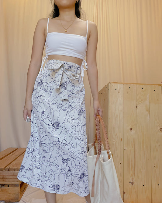 56. white midi skirt with floral sketch print A3