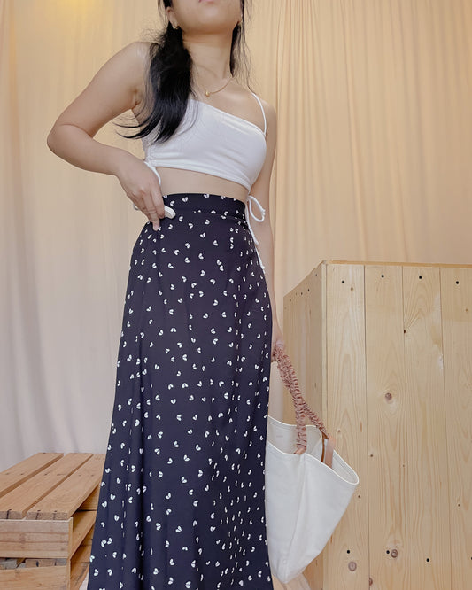 47. black printed maxi skirt A11