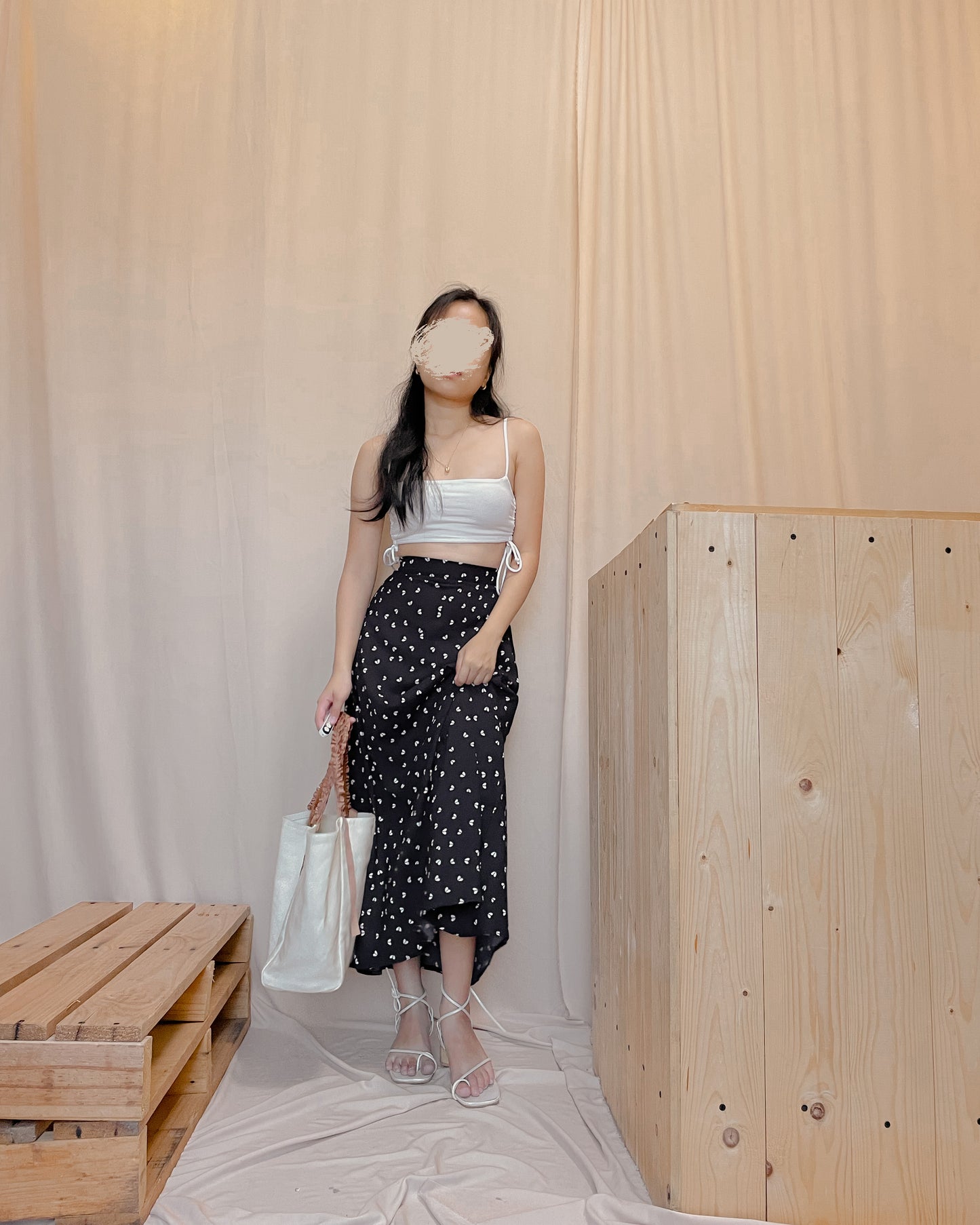 47. black printed maxi skirt A11