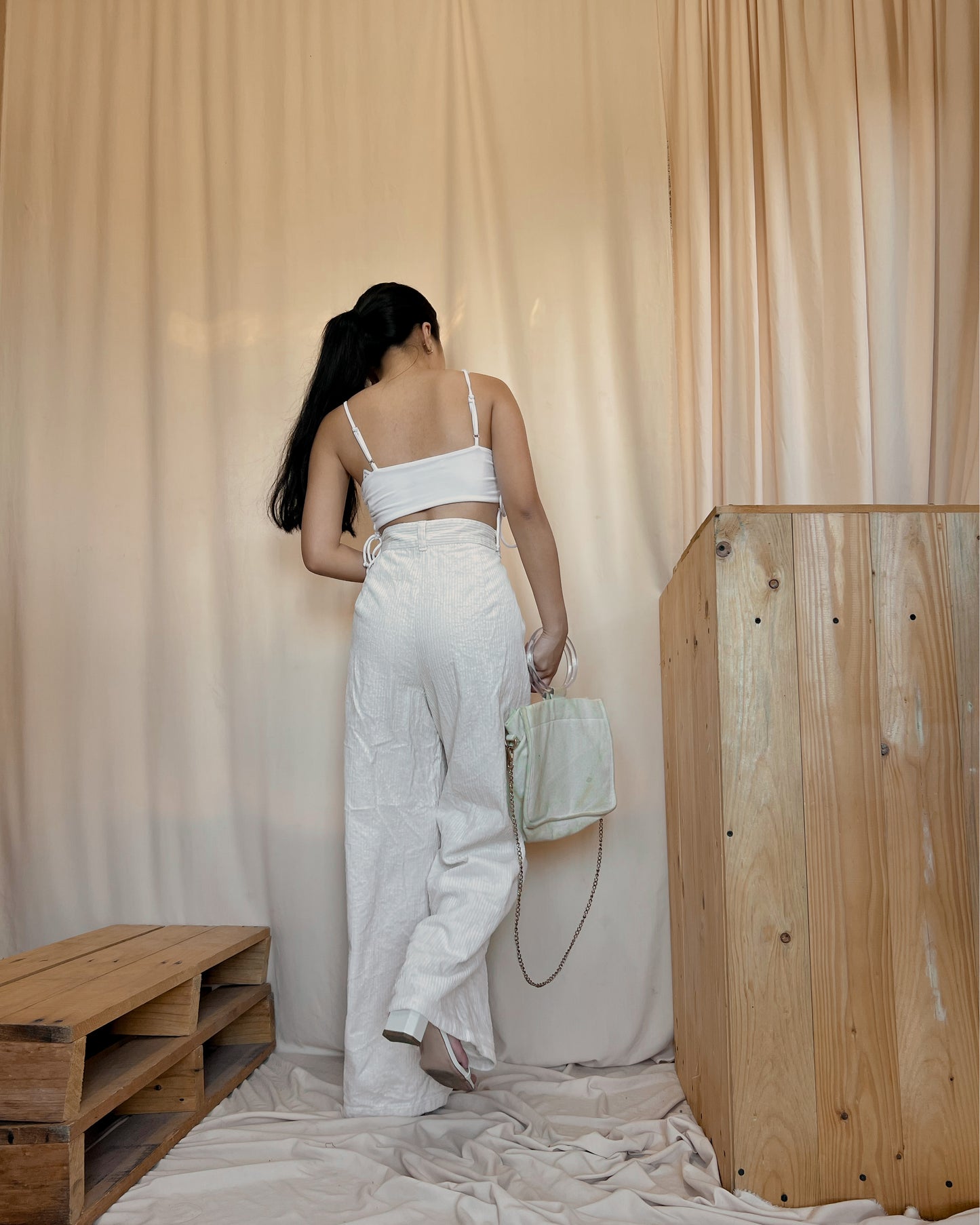 GU off white corduroy pants V4