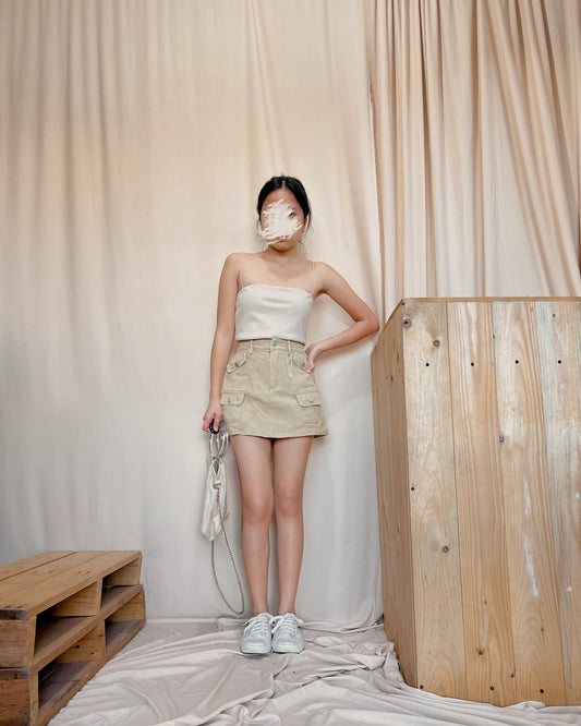 brown denim skort J8