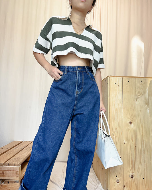 Dark washed denim wide leg pants m18