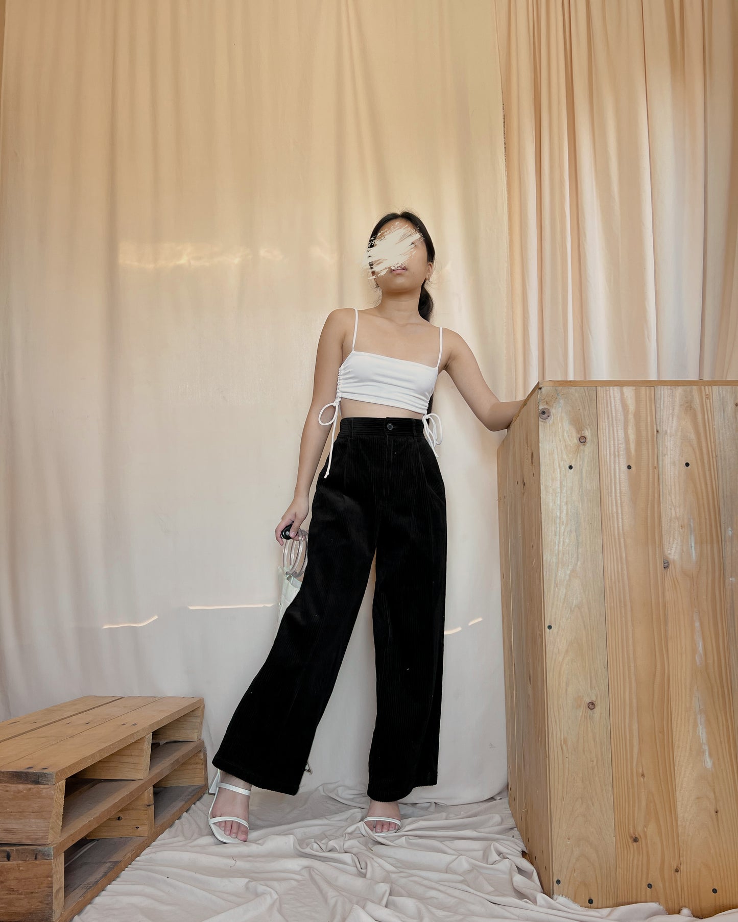 GU black corduroy pants