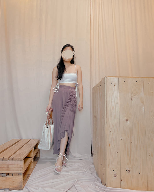 38. violet cotton maxi skirt with ruching A15