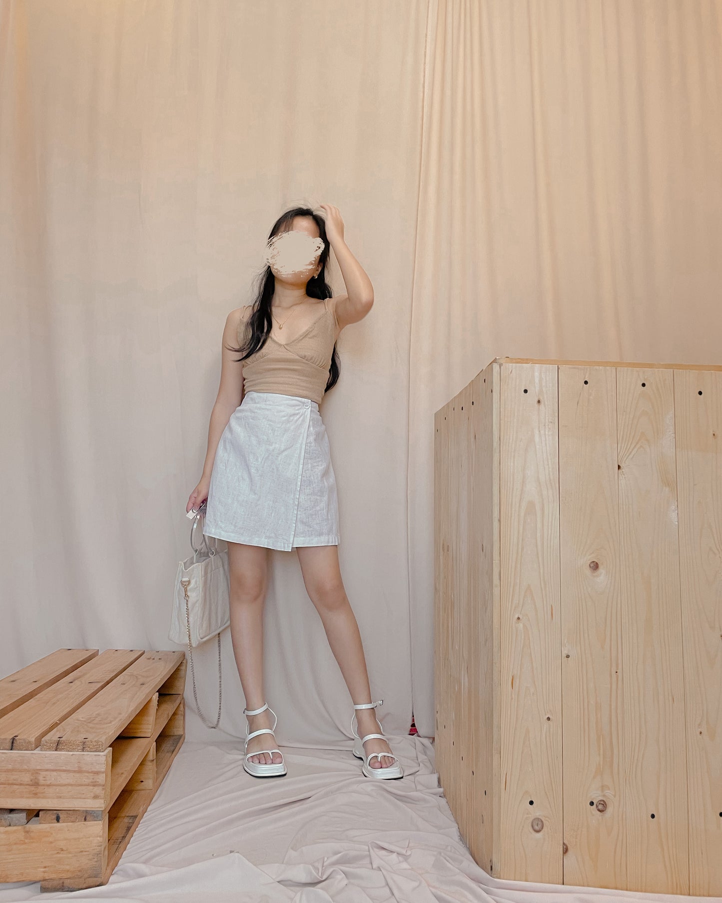 23. white linen skort