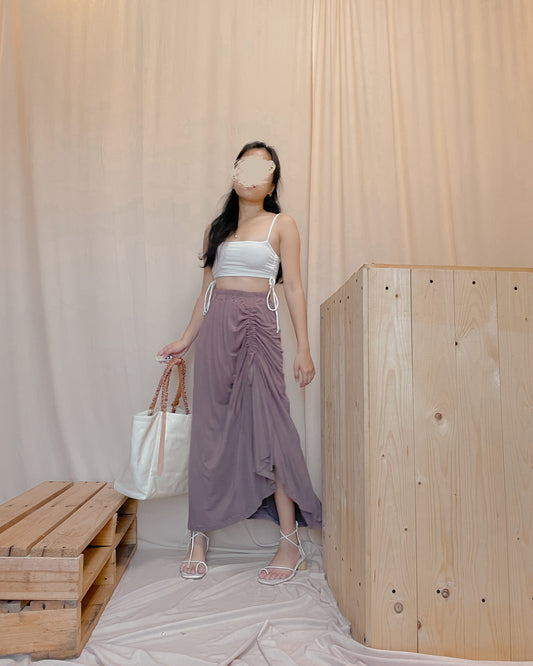 38. violet cotton maxi skirt with ruching A15