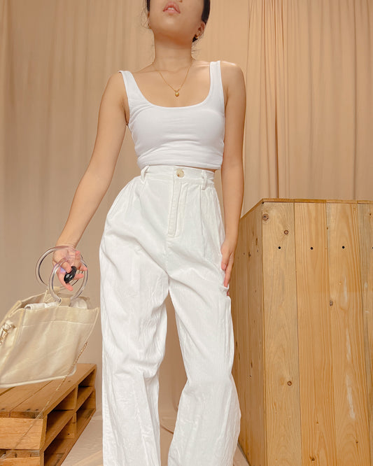 White Soft Corduroy  pants M13