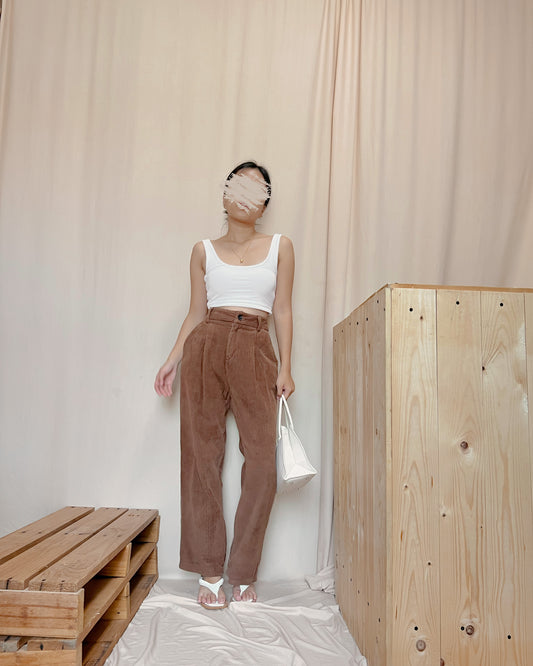 Soft corduroy dark brown pants f8