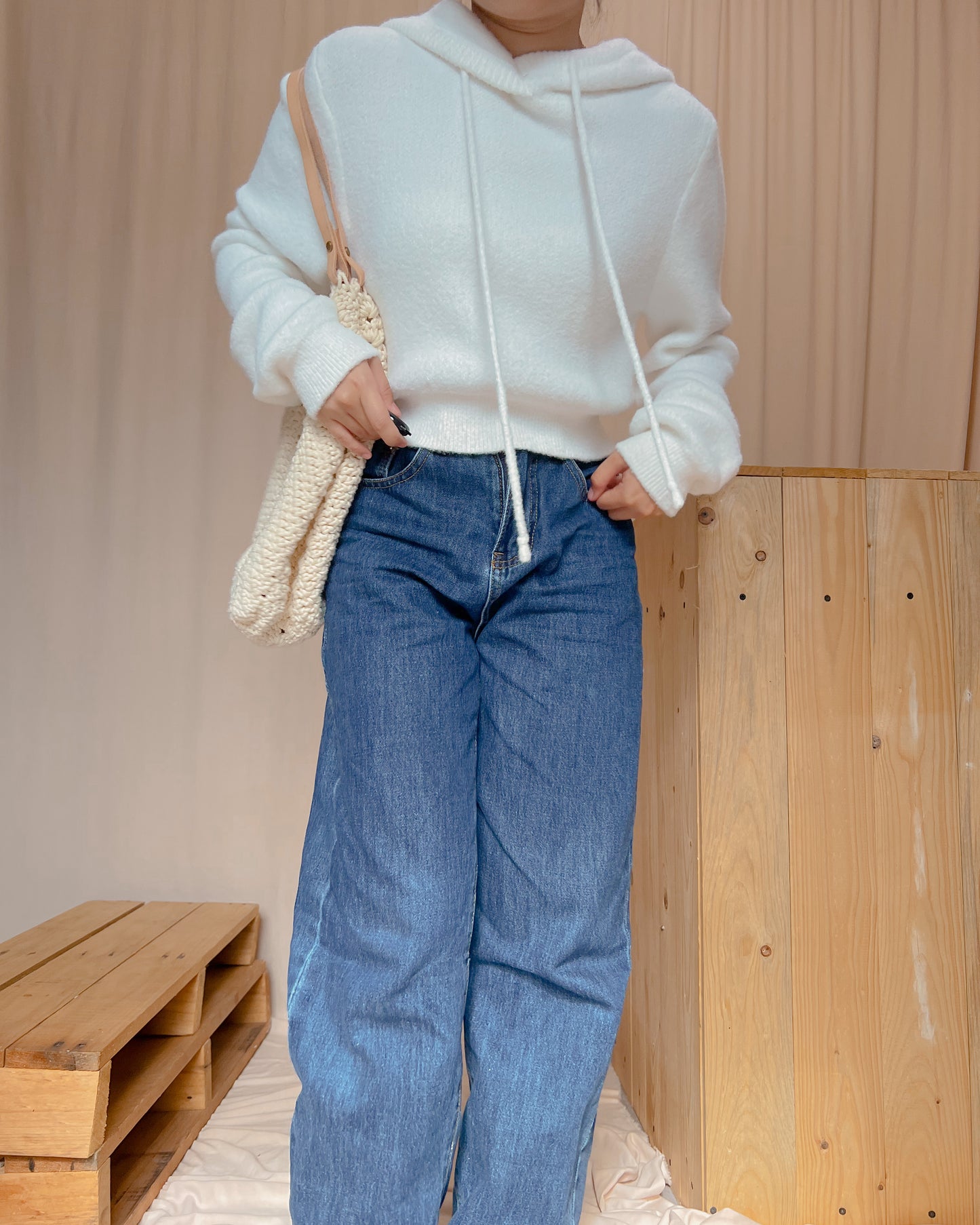 ZARA white hoodie jacket