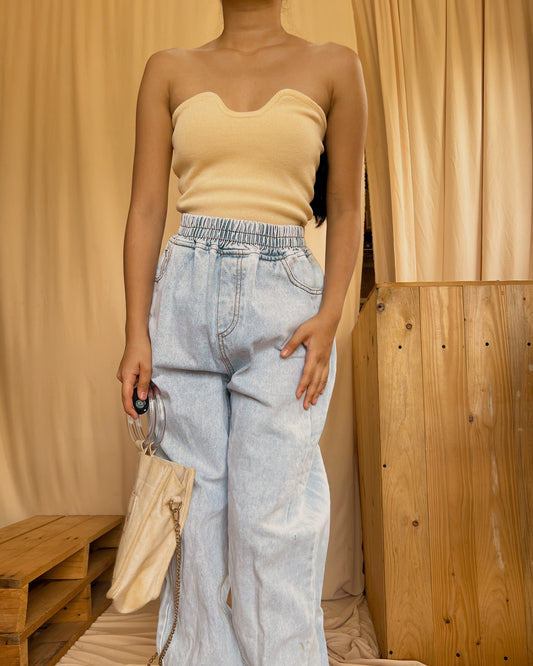 denim garterized pants N6