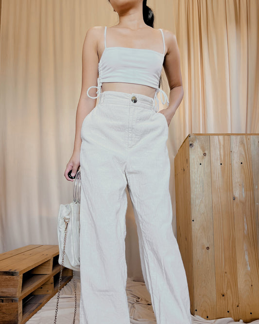 GU off white corduroy pants V4