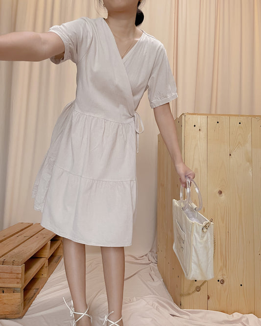 Linen wrap around mini dress