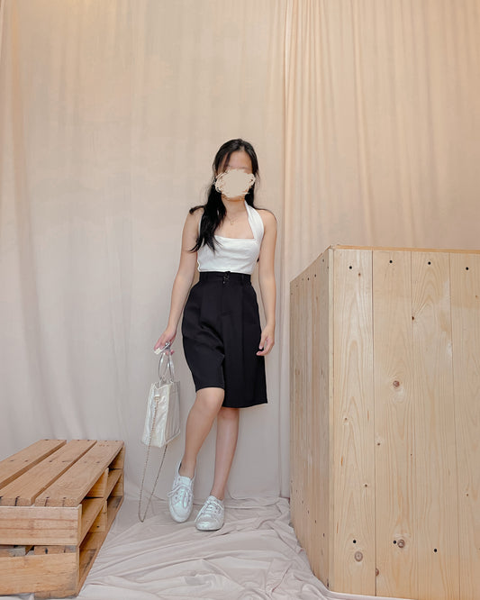 black trouser shorts