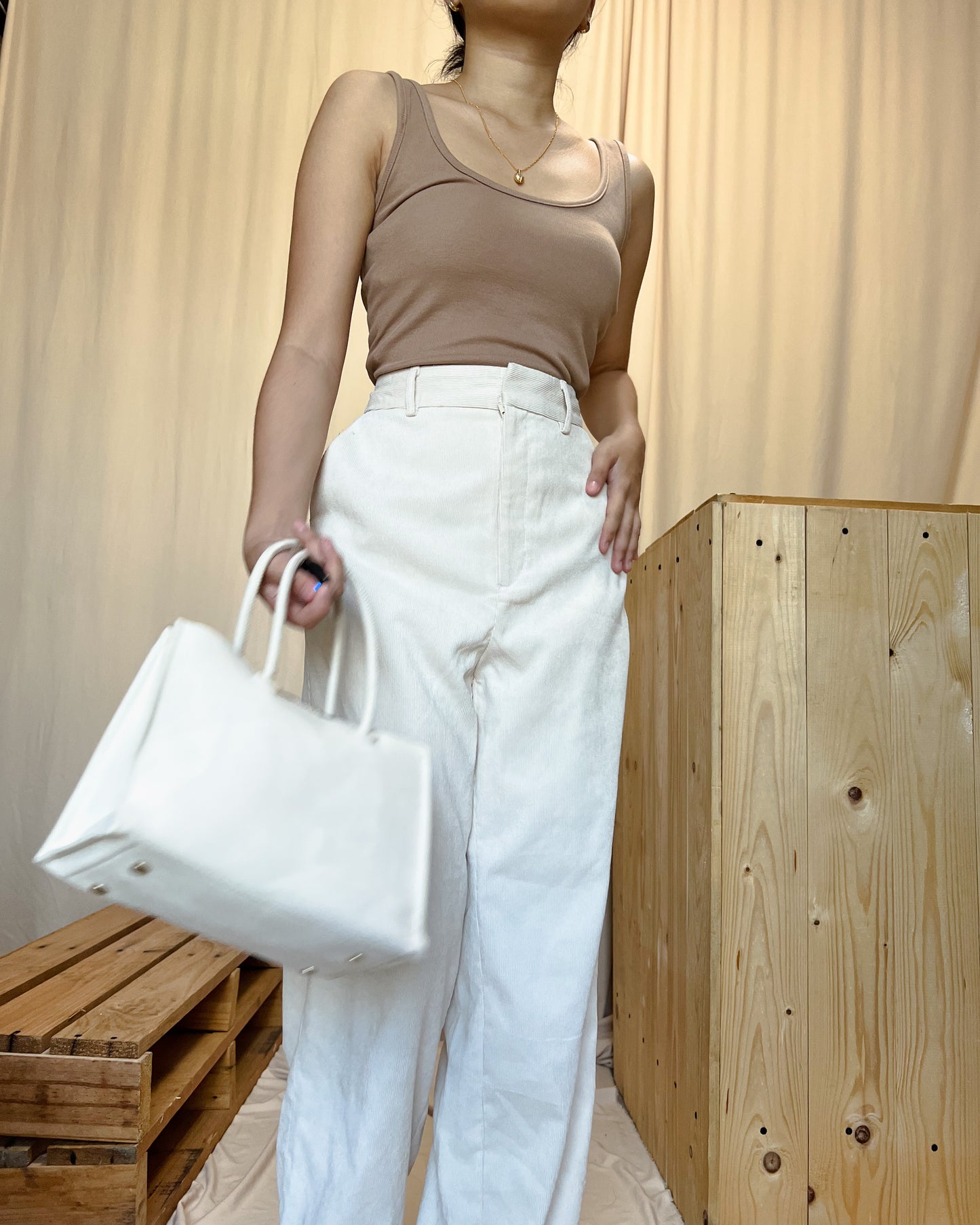 GU Cream soft corduroy pants f2