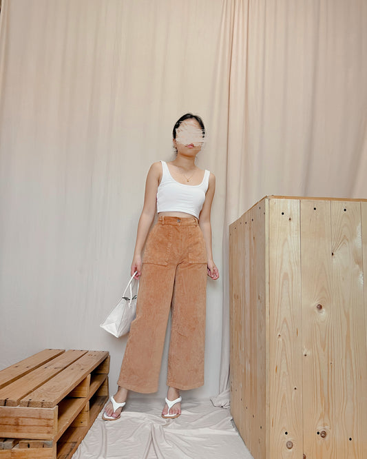 Rust corduroy wide leg pants f7